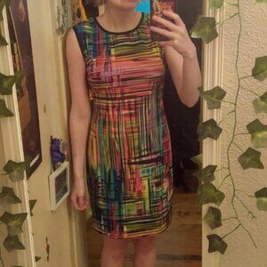 Retro abstract sleeveless dress
